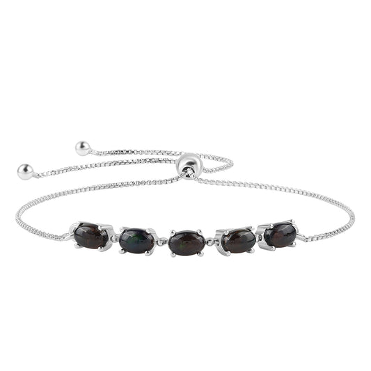 Pulsera de Plata con Ópalo negro medianoche Lega Dembi de Ëtiopía