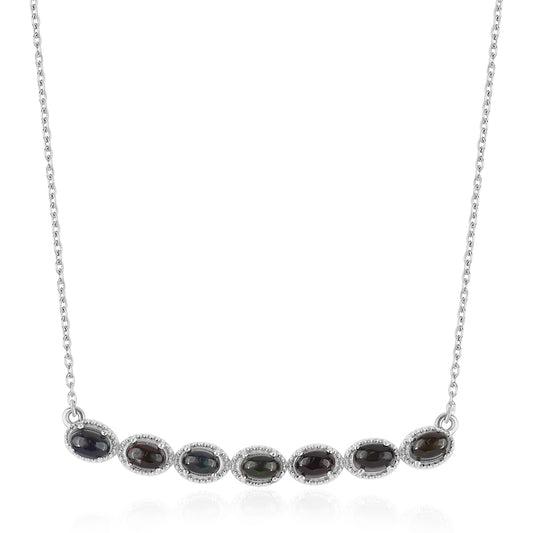 Collar de Plata con Ópalo negro medianoche Lega Dembi de Ëtiopía