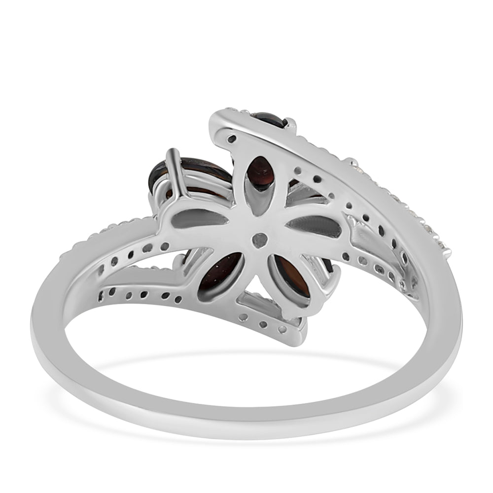 Anillo de Plata con Ópalo negro medianoche Lega Dembi de Ëtiopía y Topacio Blanco 3 