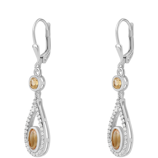 Pendientes de Plata con Citrino y Topacio Blanco