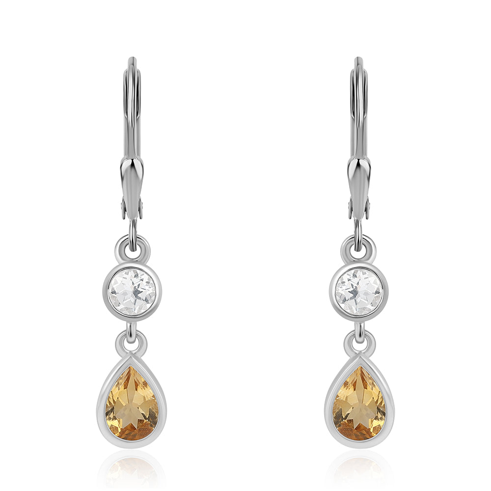 Pendientes de Plata con Citrino y Topacio Blanco 1 