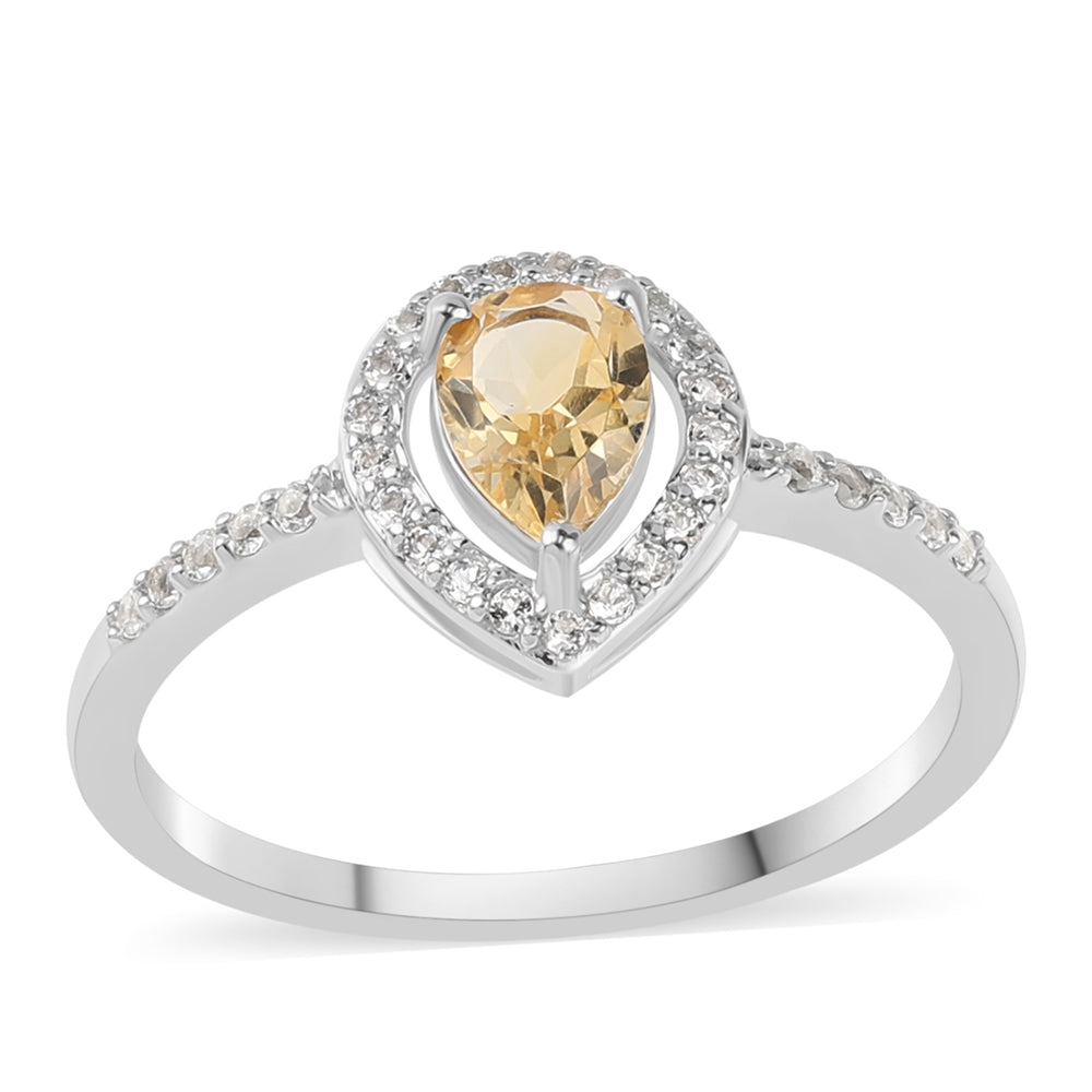 Anillo de Plata con Citrino y Topacio Blanco 1 