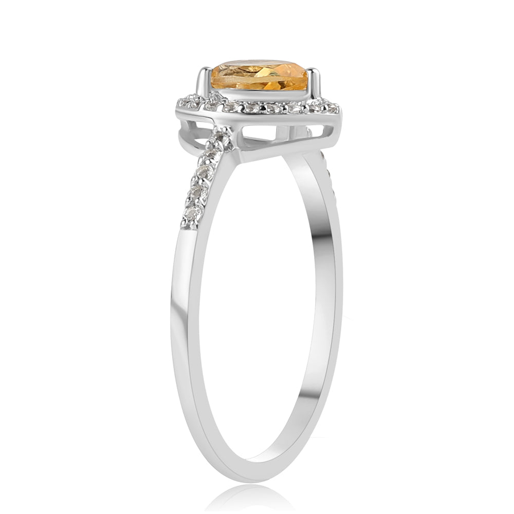 Anillo de Plata con Citrino y Topacio Blanco 3 