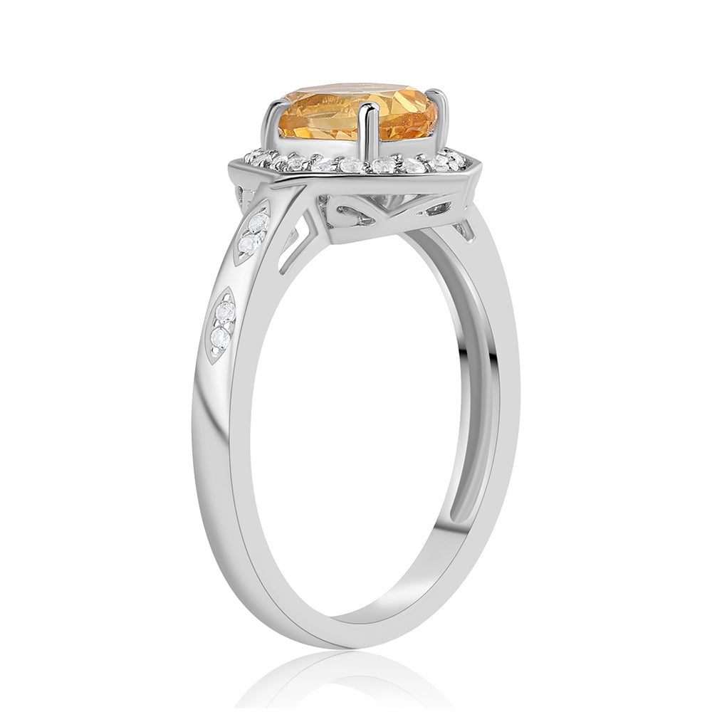 Anillo de Plata con Citrino y Topacio Blanco