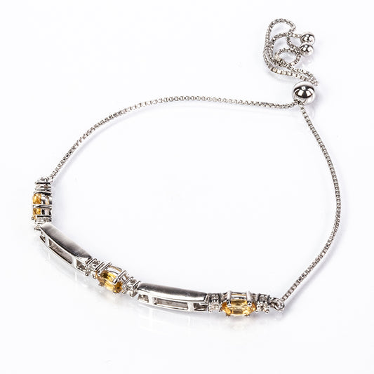 Pulsera de Plata con Citrino y Topacio Blanco