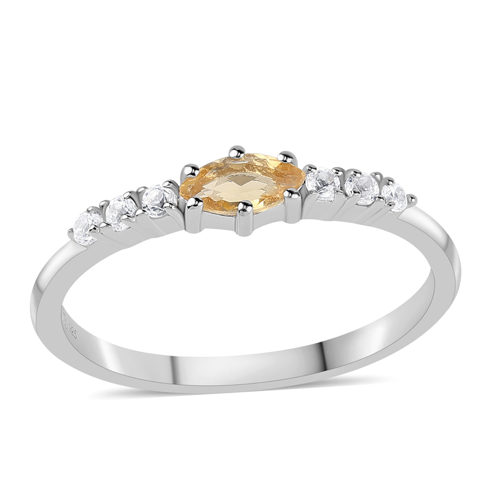 Anillo de Plata con Citrino y Topacio Blanco 1 