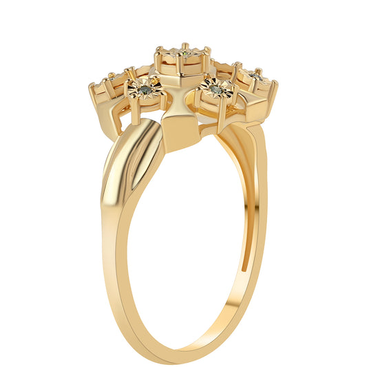 Anillo de Plata Bañada en Oro con Diamante Verde