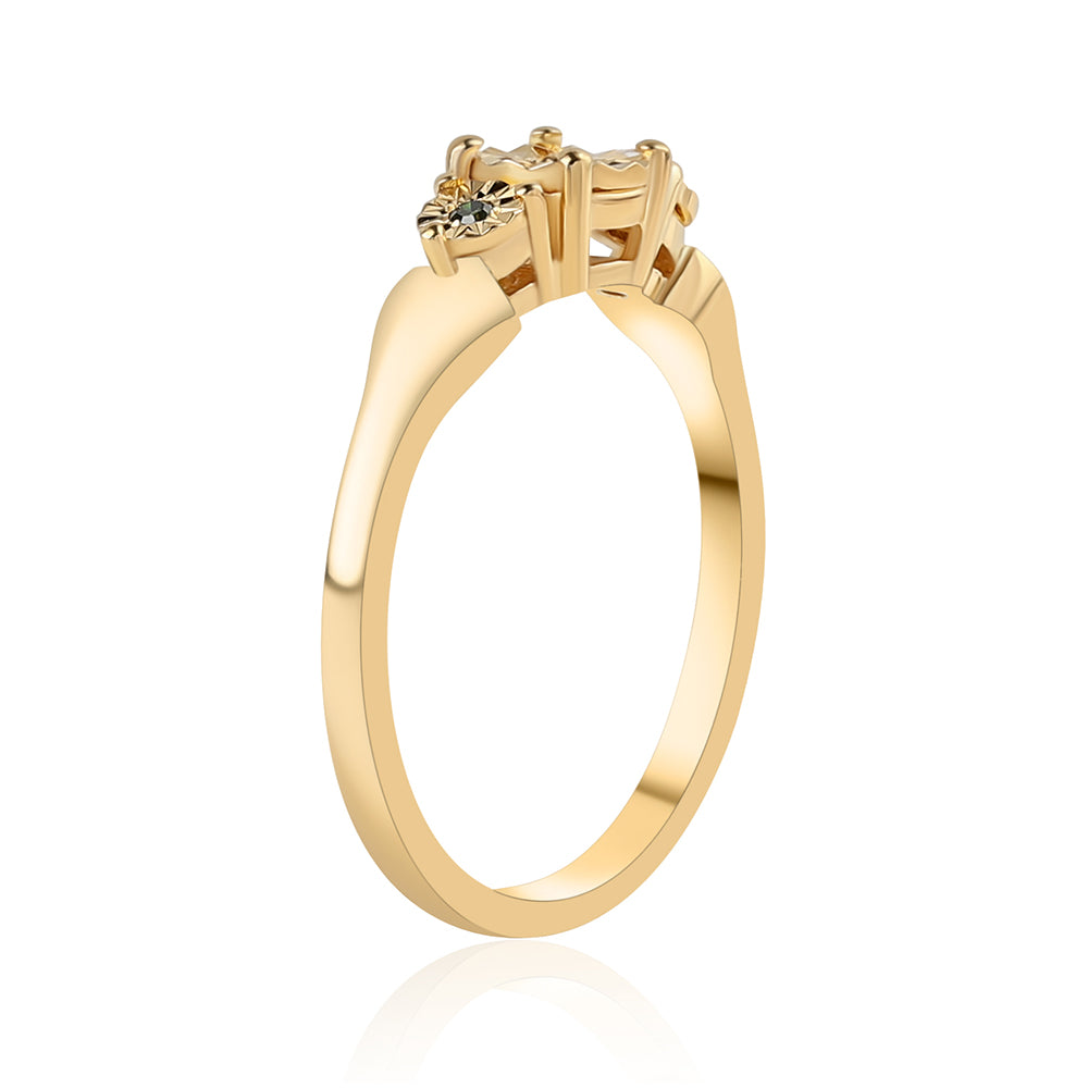 Anillo de Plata Bañada en Oro con Diamante Verde 2 