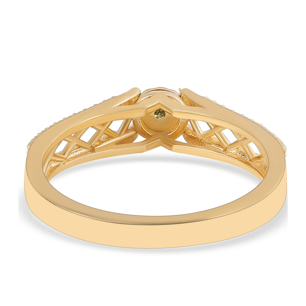 Anillo de Plata Bañada en Oro con Diamante Verde