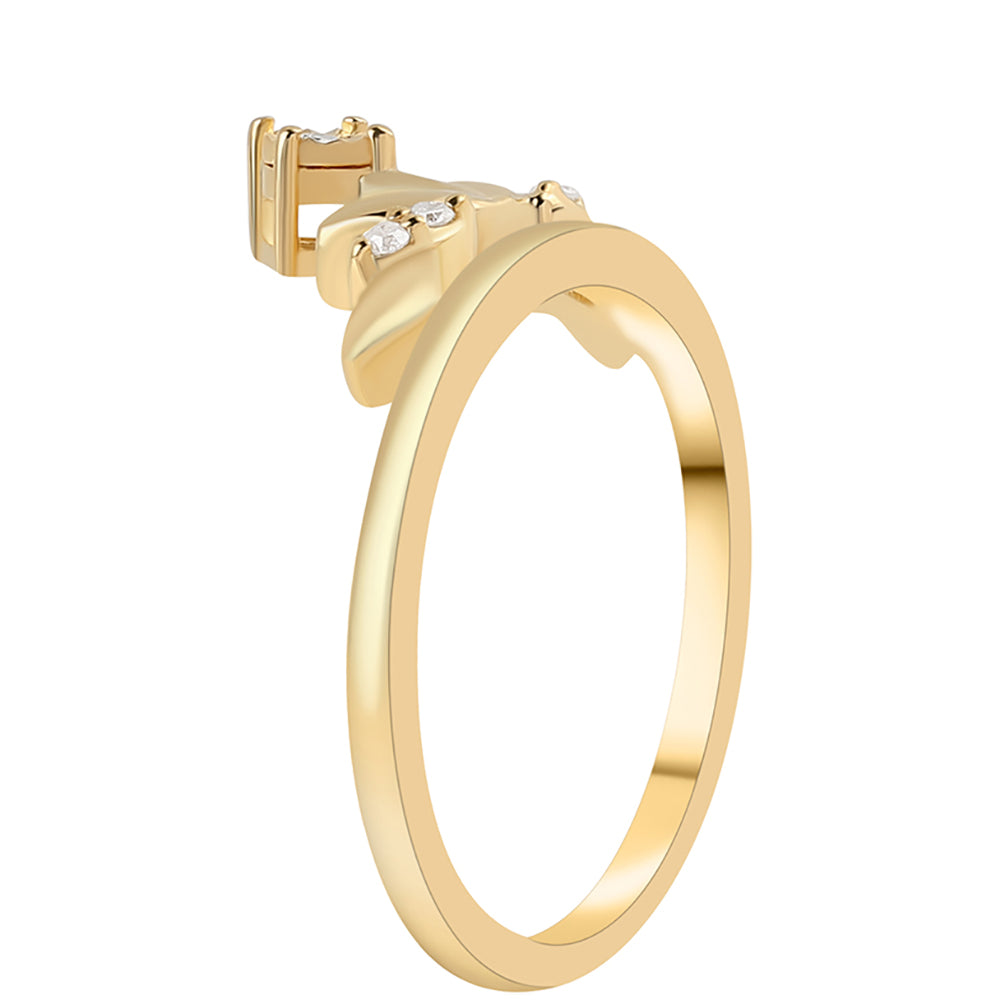 Anillo de Plata Bañada en Oro con Diamante Verde y Diamante blanco 2 