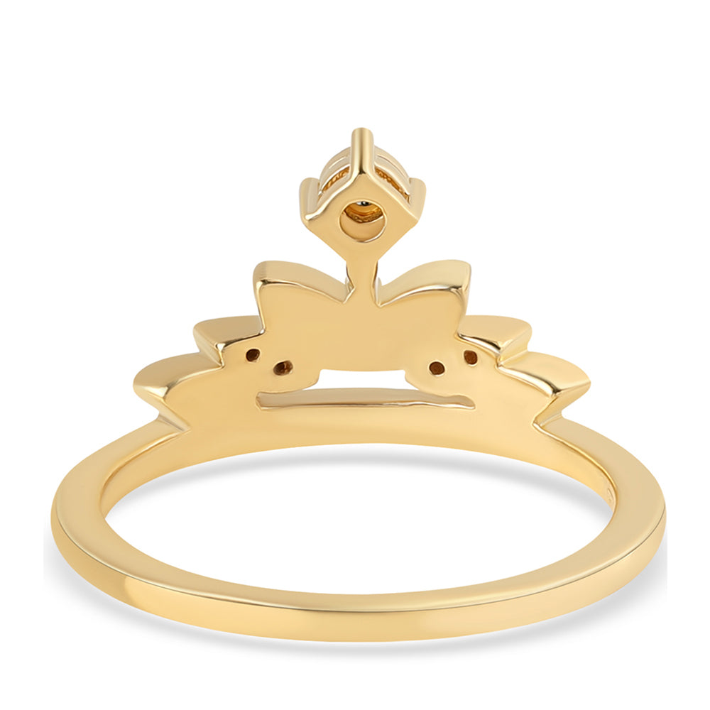 Anillo de Plata Bañada en Oro con Diamante Verde y Diamante blanco 3 