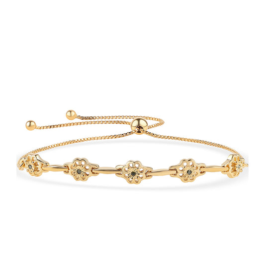 Pulsera de Plata Bañada en Oro con Diamante Verde