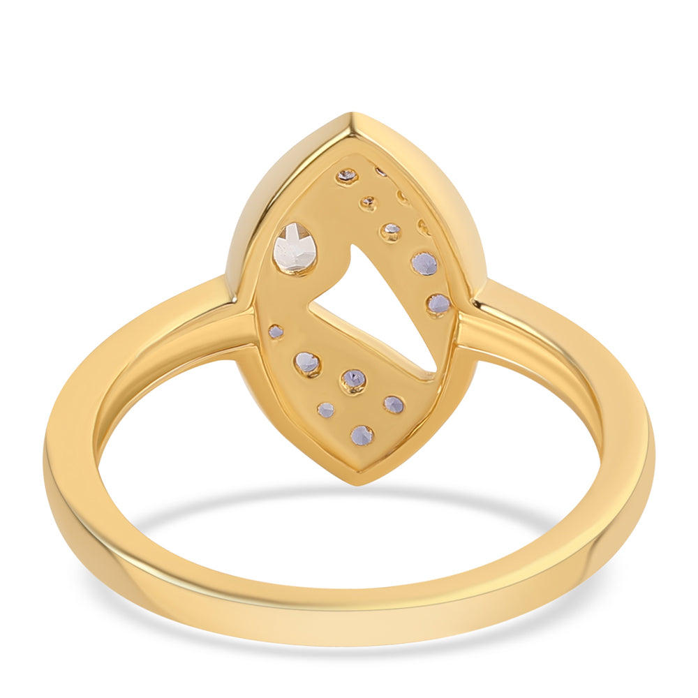 Anillo de Plata Bañada en Oro con Lolita y Topacio Blanco