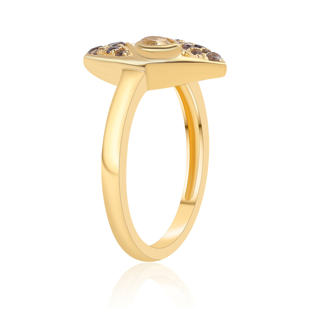 Anillo de Plata Bañada en Oro con Lolita y Topacio Blanco 3 