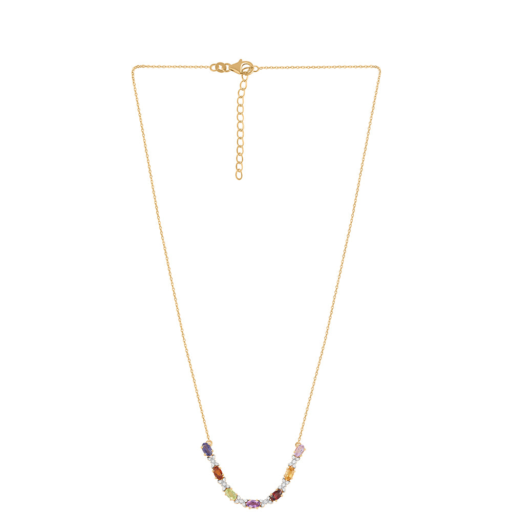 Collar de Plata Bañada en Oro con Amatista Rosa de Francia y Citrino