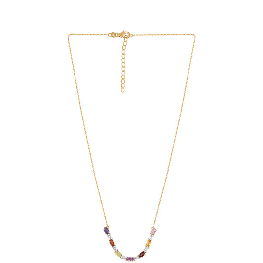 Collar de Plata Bañada en Oro con Amatista Rosa de Francia y Citrino