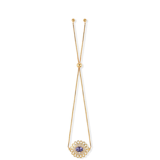 Pulsera de Plata Bañada en Oro con Lolita y Topacio Blanco
