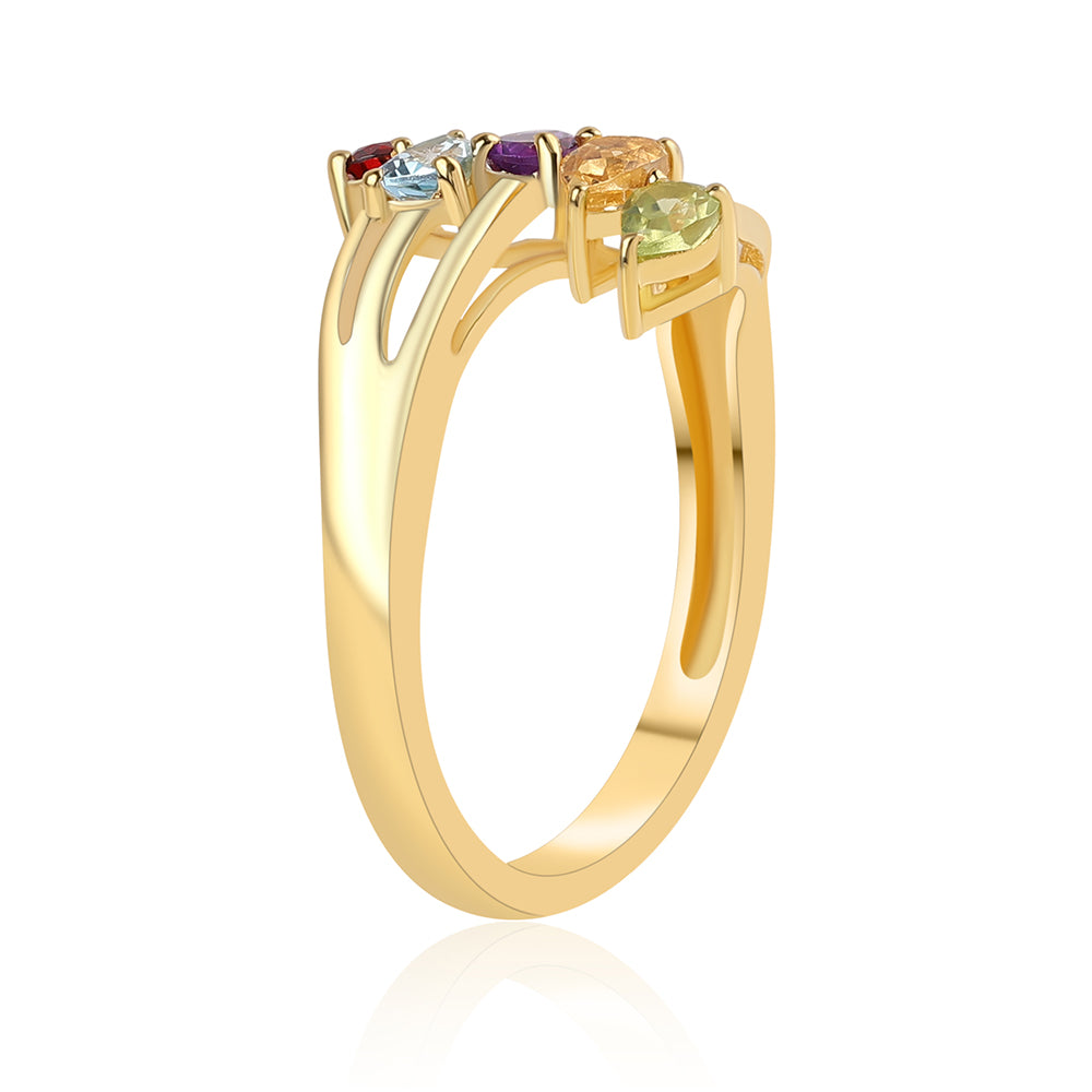 Anillo de Plata Bañada en Oro con Amatista de Africa y Citrino 3 