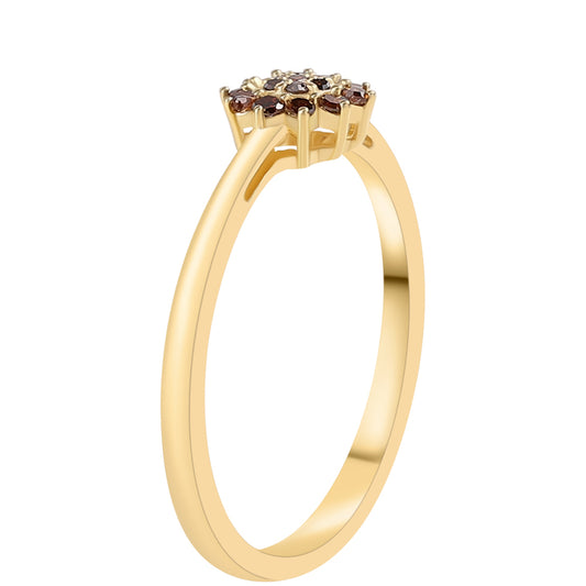 Anillo de Plata Bañada en Oro con Diamante Rojo