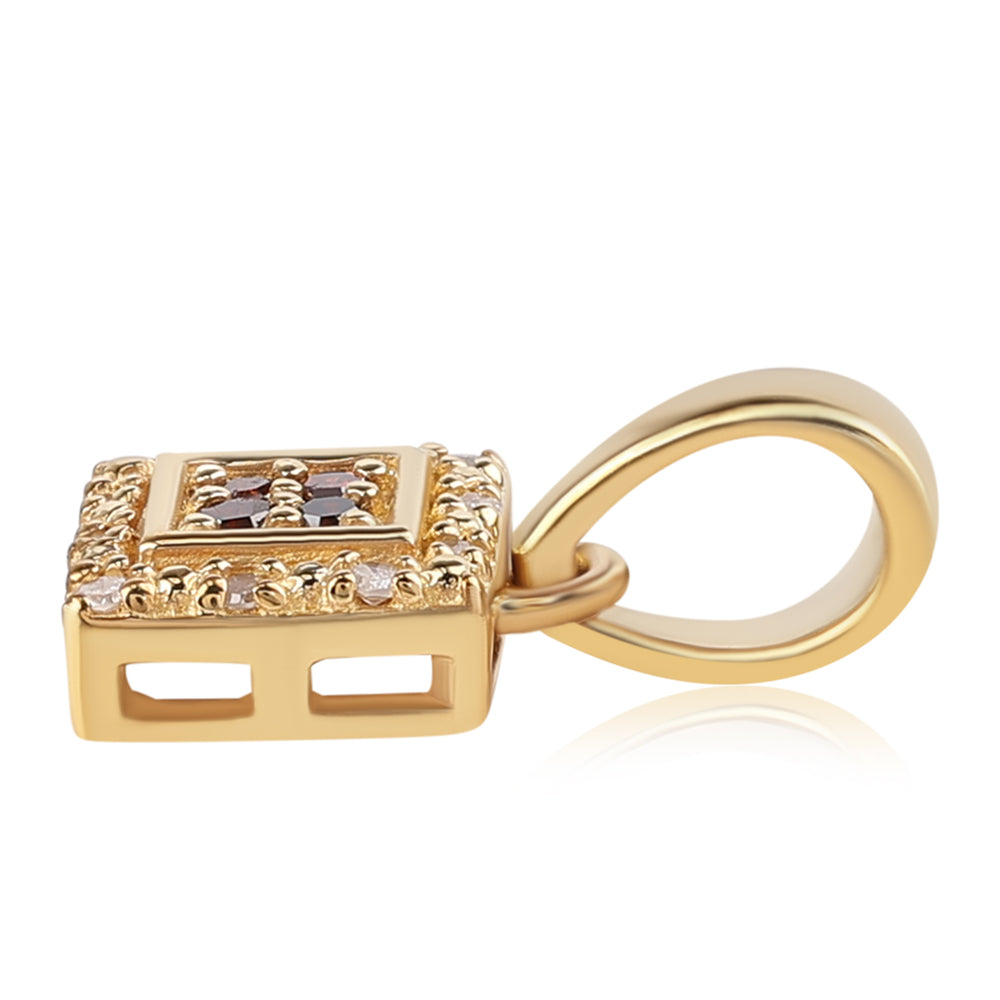 Colgante de Plata Bañada en Oro con Diamante Rojo y Diamante blanco