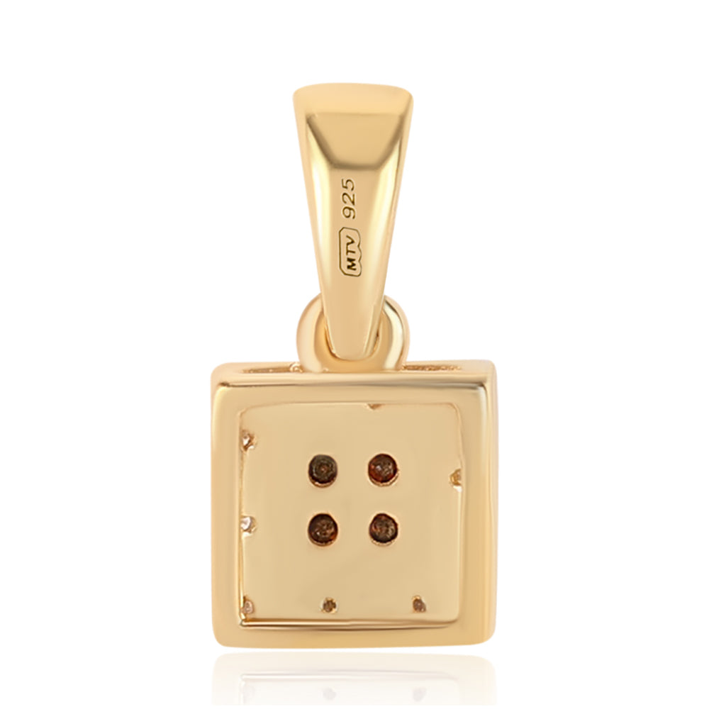 Colgante de Plata Bañada en Oro con Diamante Rojo y Diamante blanco 6 
