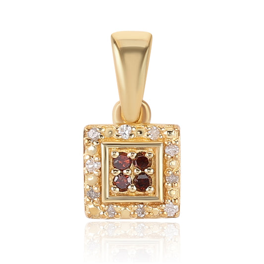 Colgante de Plata Bañada en Oro con Diamante Rojo y Diamante blanco