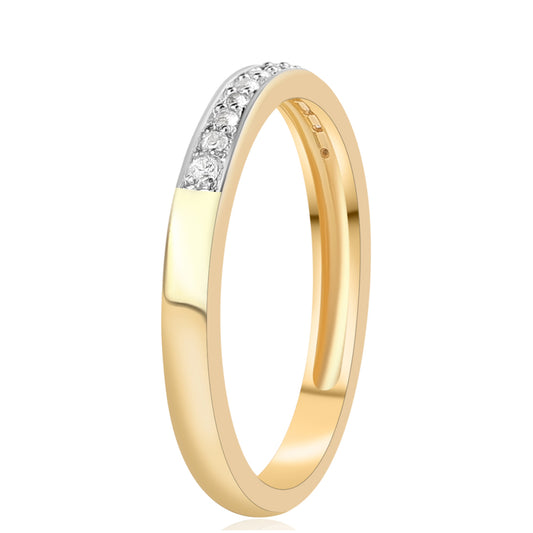 Anillo de Plata Bañada en Oro con Diamante Rojo y Topacio Blanco