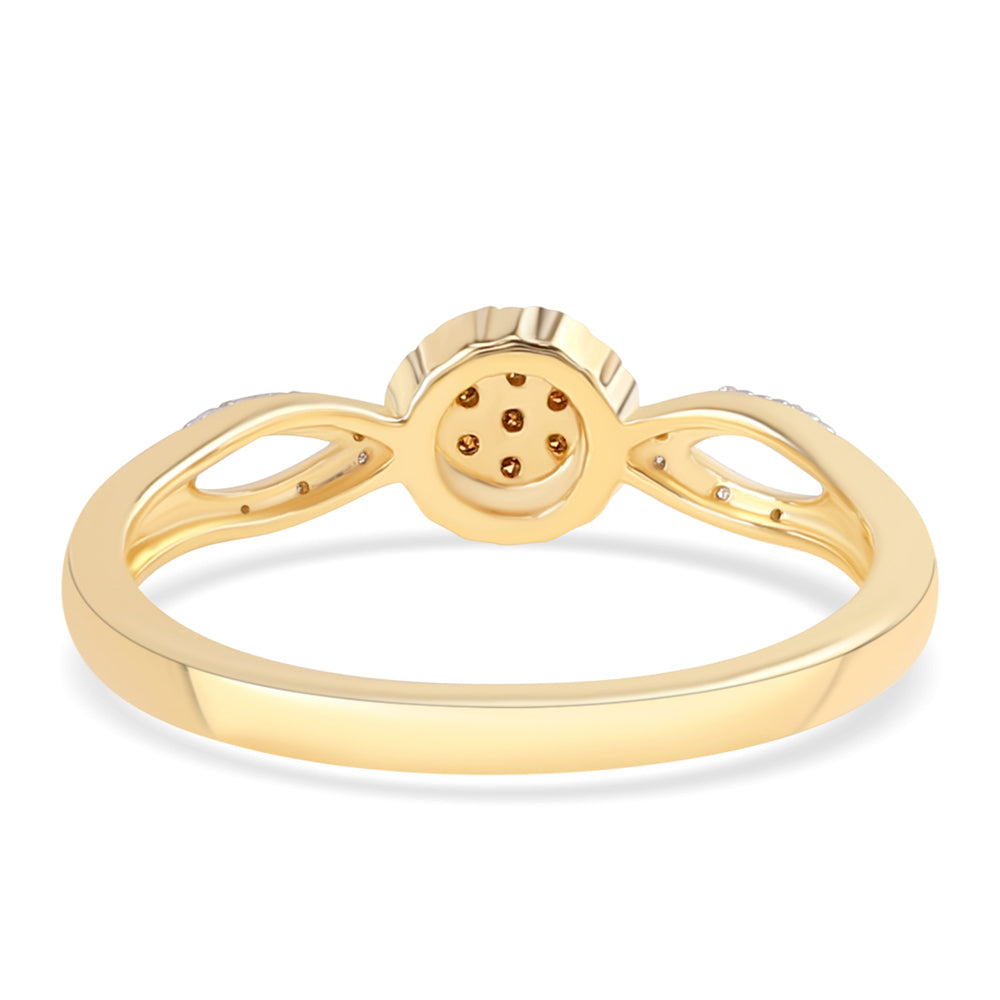 Anillo de Plata Bañada en Oro con Diamante Rojo y Diamante blanco 6 
