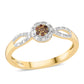 Anillo de Plata Bañada en Oro con Diamante Rojo y Diamante blanco