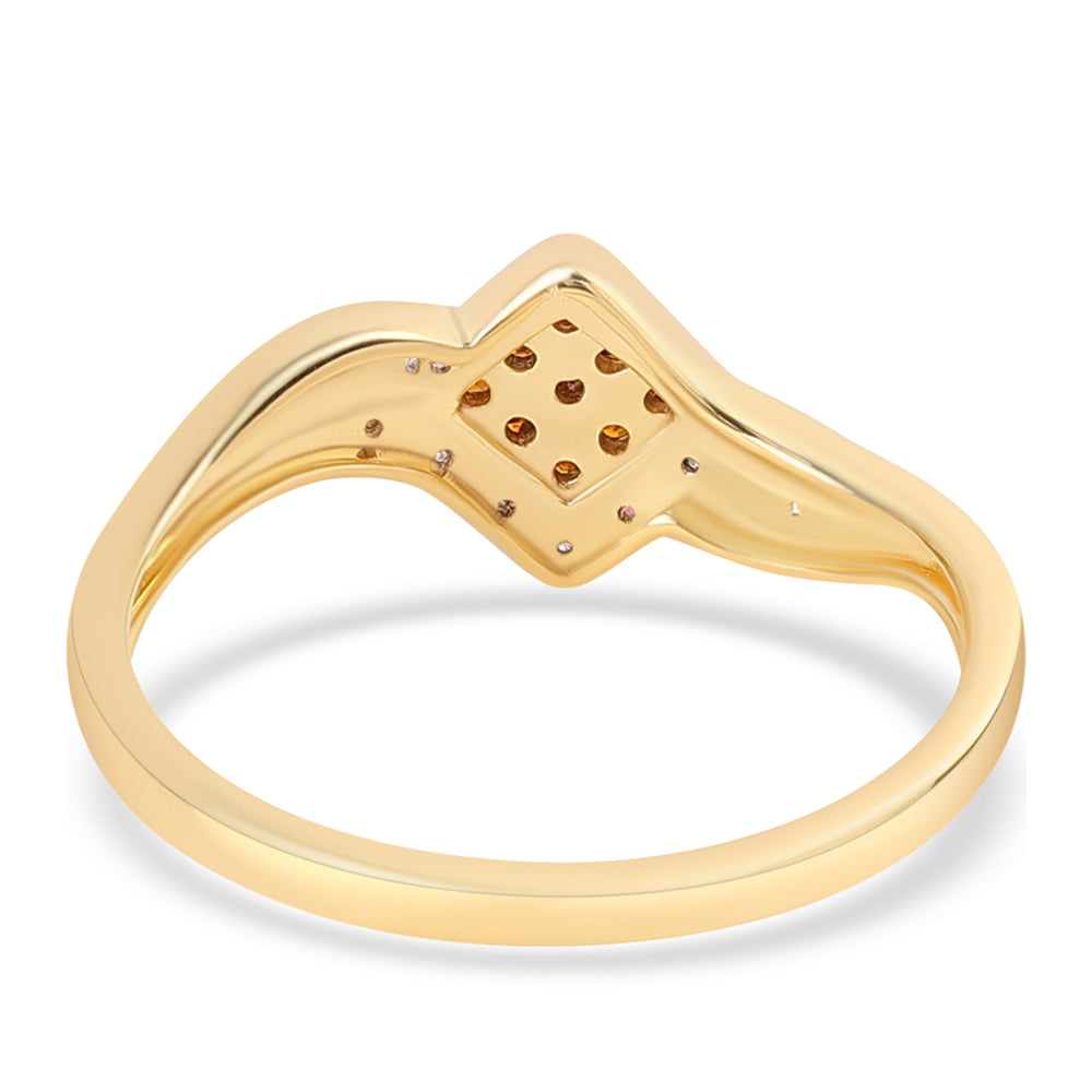 Anillo de Plata Bañada en Oro con Diamante Rojo y Diamante blanco 3 