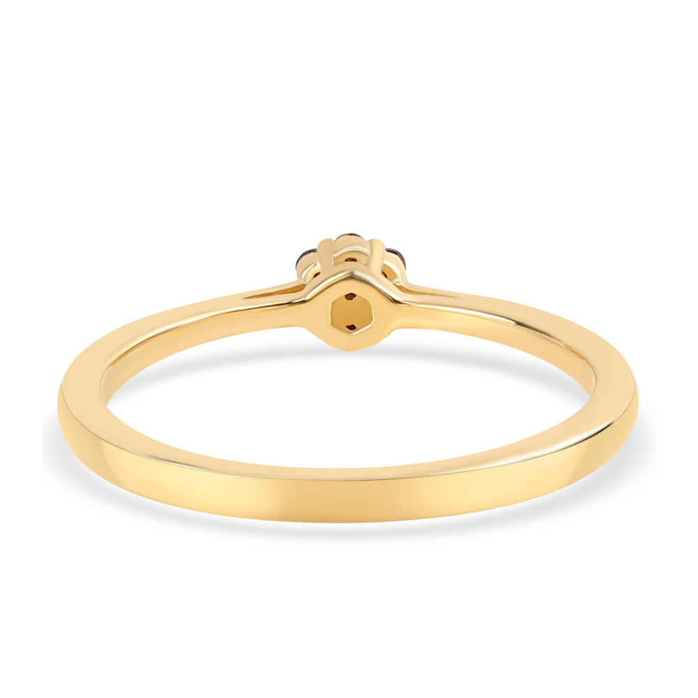 Anillo de Plata Bañada en Oro con Diamante Rojo 3 