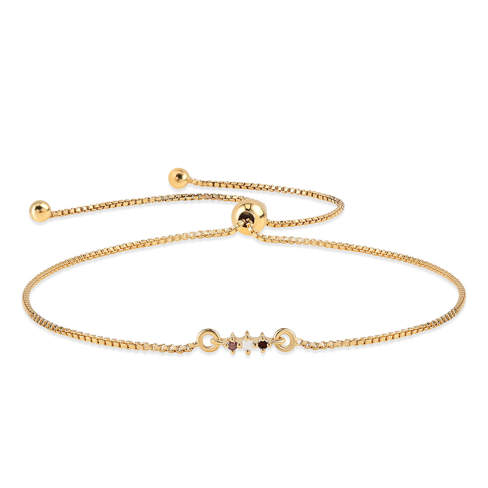 Pulsera de Plata Bañada en Oro con Diamante Rojo y Diamante blanco 4 