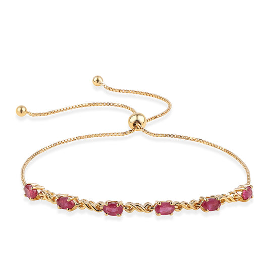 Pulsera de Plata Bañada en Oro con Rubí de Mozambique