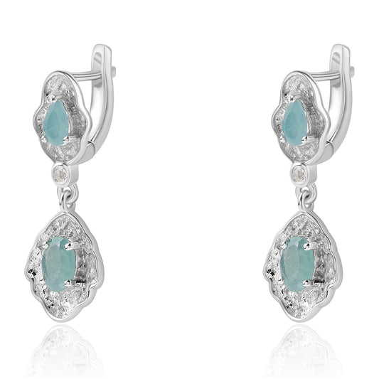 Pendientes de Plata con Grandidierita y Topacio Blanco