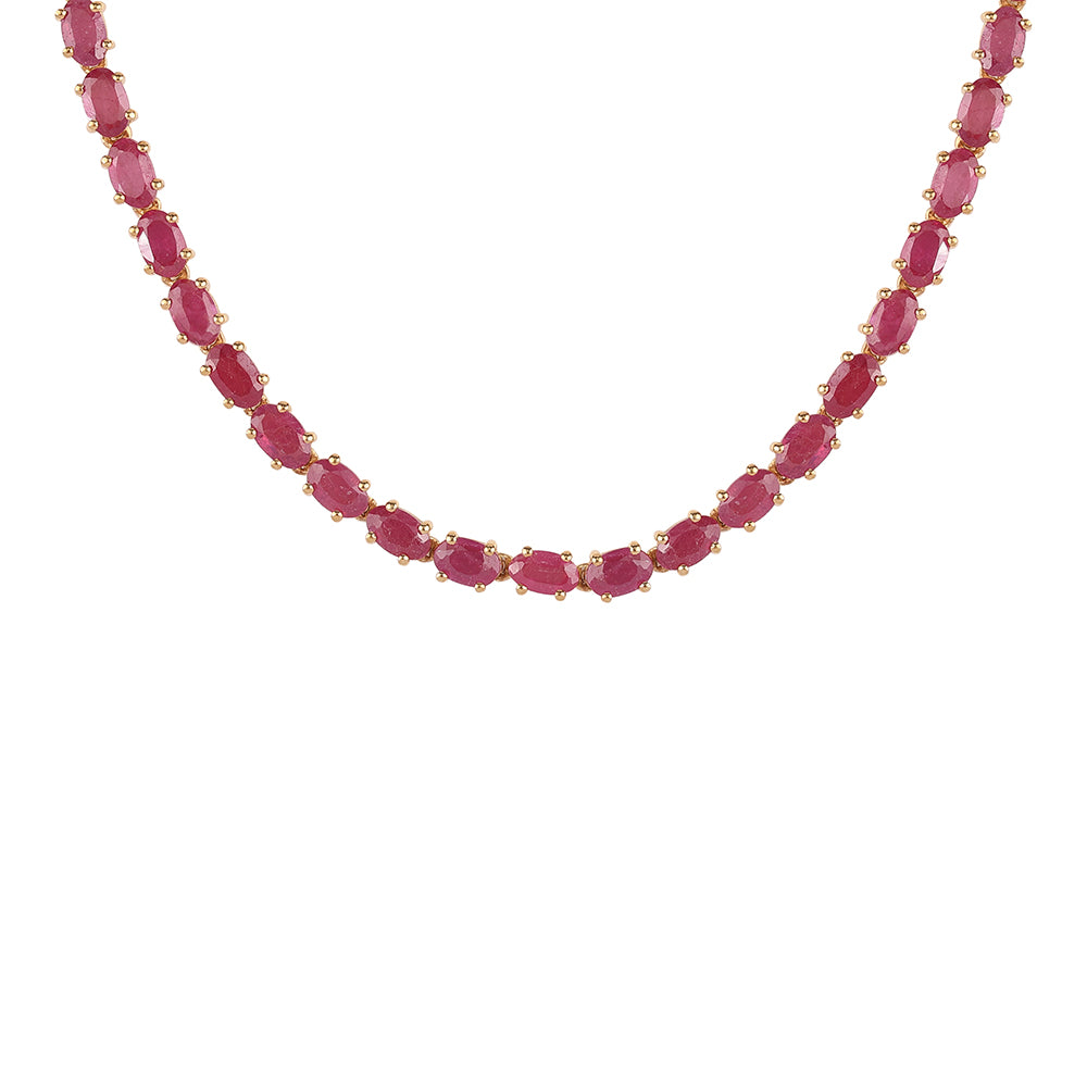 Collar de Plata Bañada en Oro con Rubí de Mozambique 3 