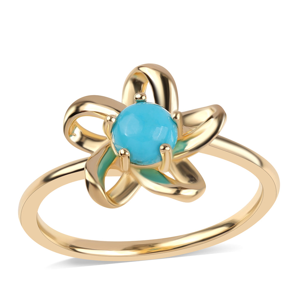 Anillo de Plata Bañada en Oro con Turquesa Bella Durmiente 1 