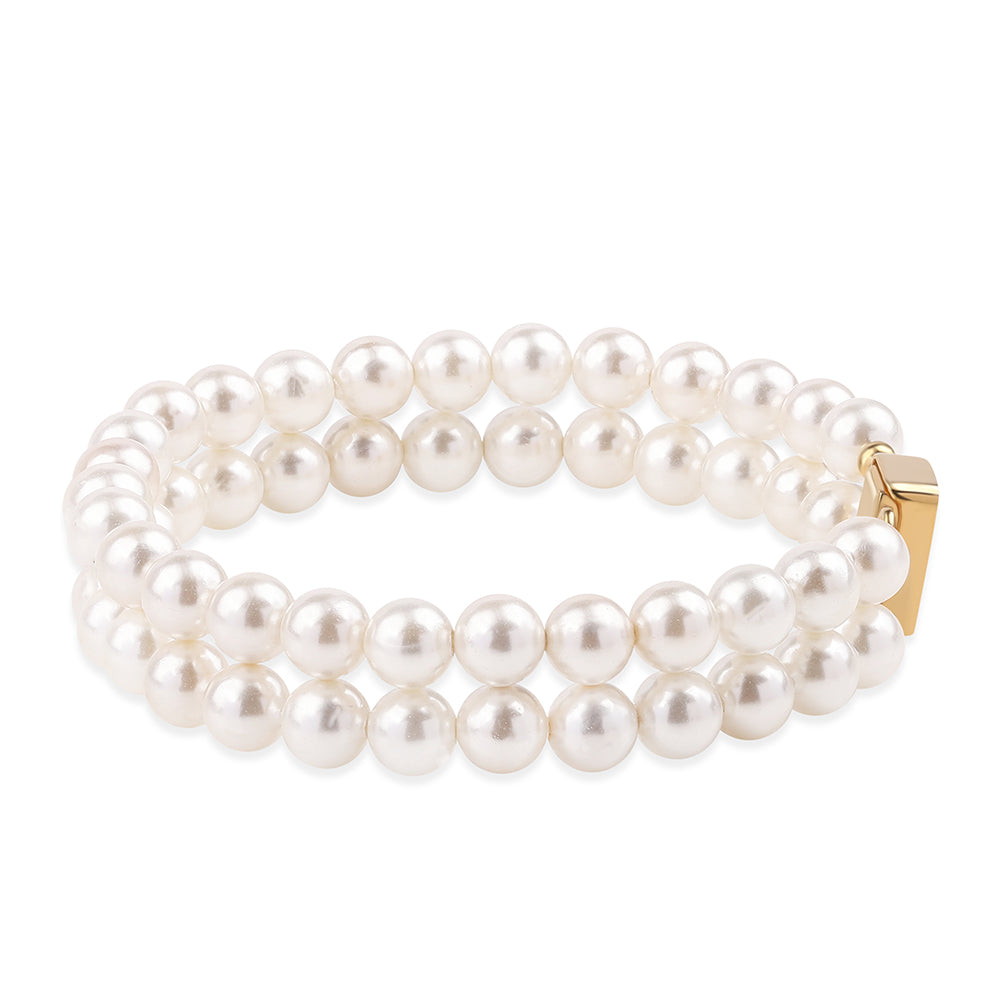 Pulsera de Plata Bañada en Oro con Perla blanca de agua dulce 3 