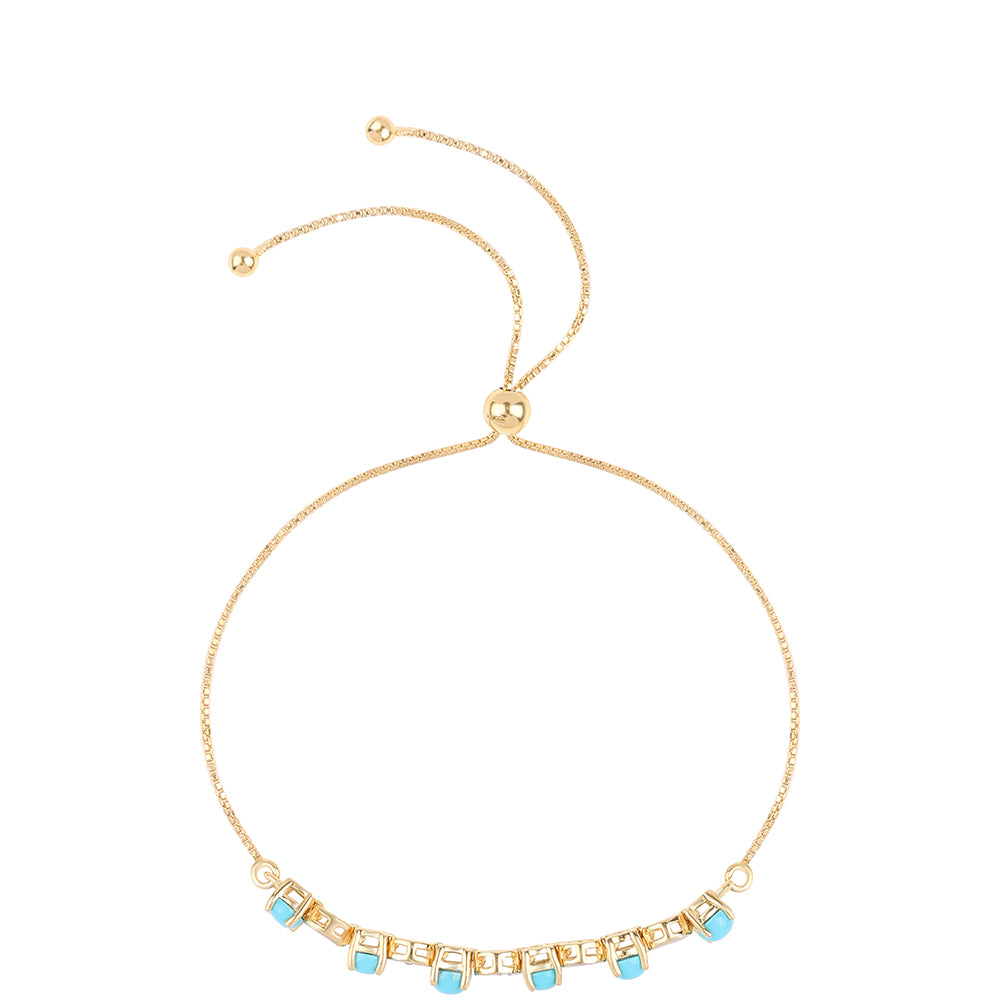 Pulsera de Plata Bañada en Oro con Turquesa Bella Durmiente y Topacio Blanco 2 