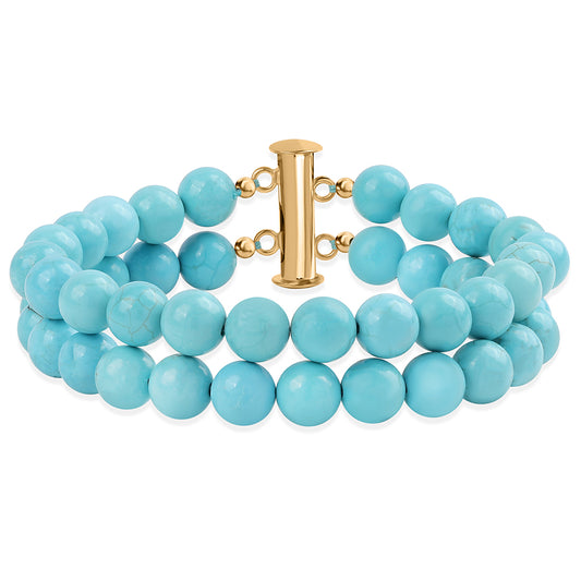 Pulsera de Plata Bañada en Oro con Turquesa Bella Durmiente