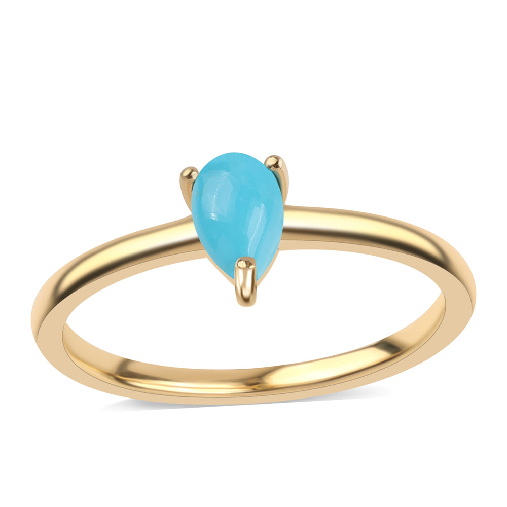 Anillo de Plata Bañada en Oro con Turquesa Bella Durmiente 1 
