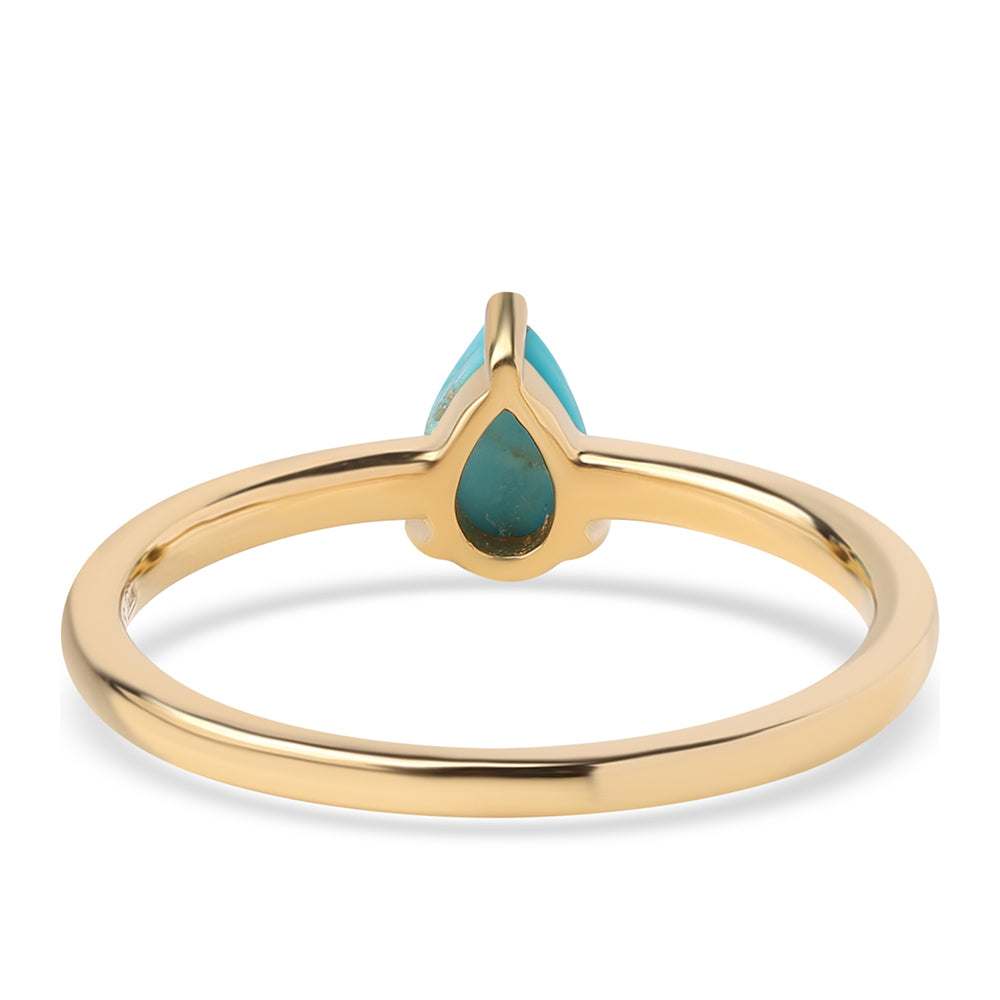 Anillo de Plata Bañada en Oro con Turquesa Bella Durmiente 2 