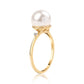 Anillo de Plata Bañada en Oro con Perla blanca de agua dulce y Topacio Blanco
