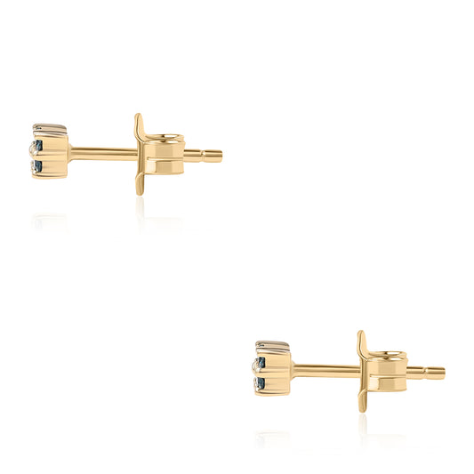 Pendientes de Plata Bañada en Oro con Diamante Azul