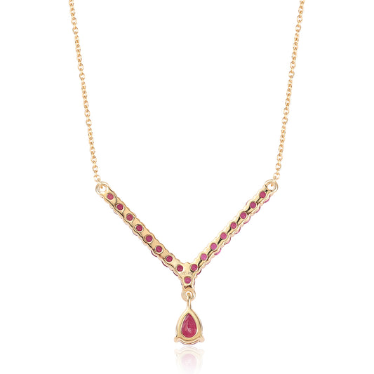 Collar de Plata Bañada en Oro con Rubí de Mozambique