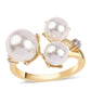 Anillo de Plata Bañada en Oro con Perla blanca de agua dulce y Topacio Blanco