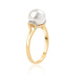 Anillo de Plata Bañada en Oro con Perla blanca de agua dulce y Topacio Blanco