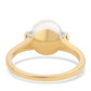 Anillo de Plata Bañada en Oro con Perla blanca de agua dulce y Topacio Blanco