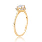 Anillo de Plata Bañada en Oro con Piedra de Luna de arcoiris AA