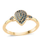 Anillo de Plata Bañada en Oro con Diamante Azul