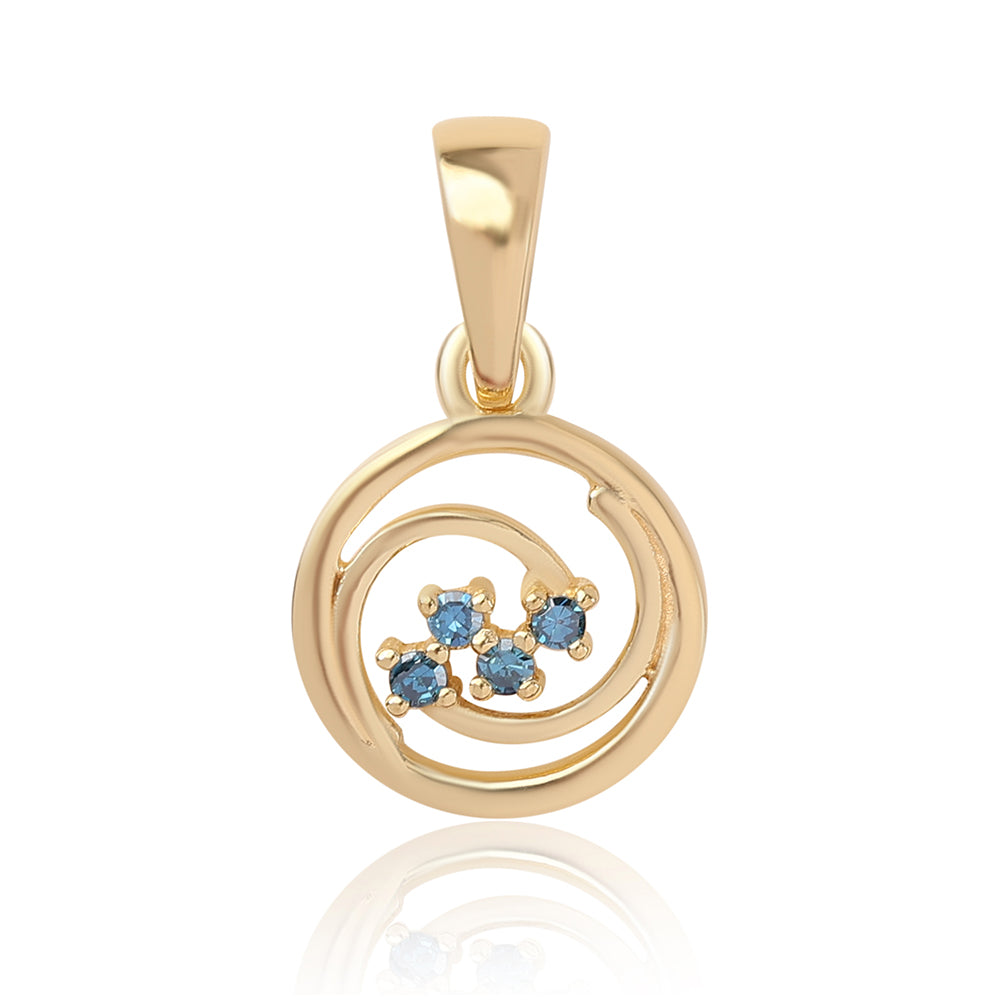 Colgante de Plata Bañada en Oro con Diamante Azul